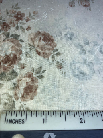 Mrs March Collection - FS414 - Creamy background with Beige & Blue Rose print