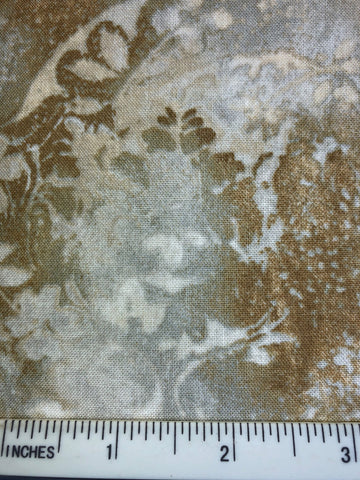 Abalone Cove - FS421 - Botanical print in tones of Blue/Grey, Beige & Brown with Cream & White highlights