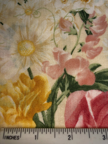 Innocent Indulgence - FS451 - Cream background with Pink & Yellow floral print