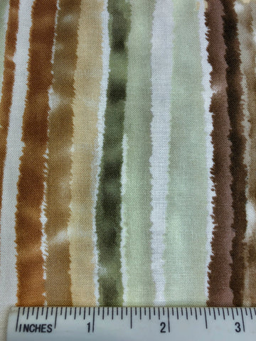 Water Colour Stripe - FS458 - Uneven stripes in shades of Green & Brown
