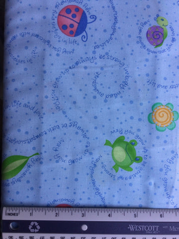 Little Blessings - FS009 -Blue background with frogs, snails & ladybirds