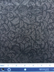 Sutton Hill Flannel - FS051 - Charcoal background with Grey swirly leaves
