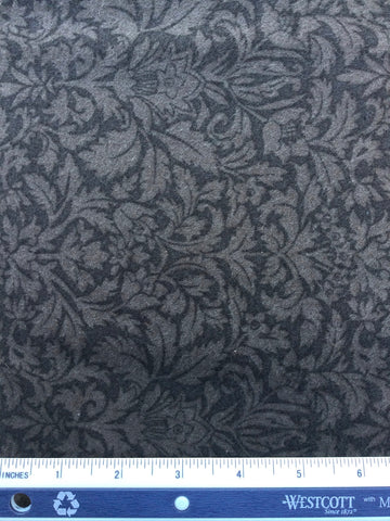 Sutton Hill Flannel - FS051 - Charcoal background with Grey swirly leaves