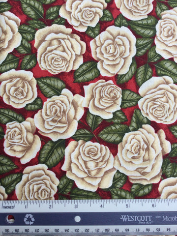 Classic Roses - FS0079 - Red background with White Roses