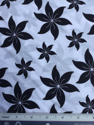 Contrast Collection - FS124 - White background with Black stylised flowers