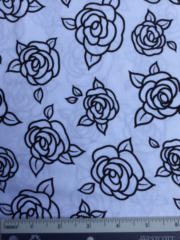 Night & Day - FS125 - White background with Black outline of stylised Roses