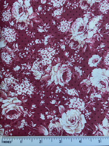 Victorian Roses - FS316 - Deep Pinks background with Off White roses