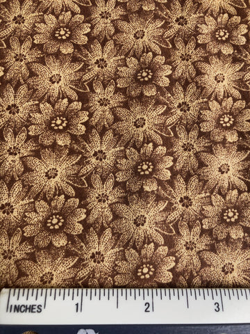 Great Expectations - FS382 - Brown background with Cream and Brown flowers