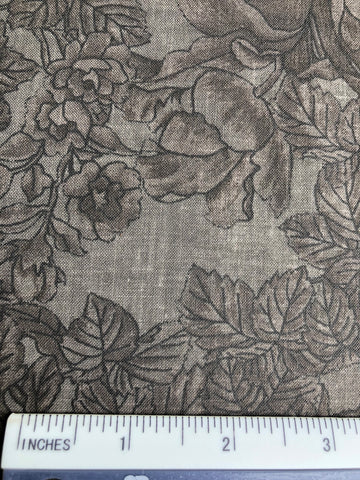 Elegance - FS392 - Taupe /Brown background with darker Brown stylised floral print.