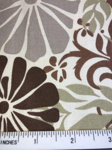 Delhi - FS425 - Cream background with Tauple, Sage & Brown floral print