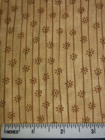 Homestead Home - FS437 - Beige background with darker Beige uneven stripes and daisies