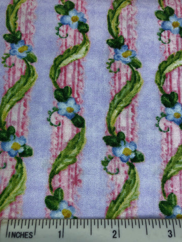 Cup of Tea - FS464 - Blue/Mauve background with Pink columns entwined in Blue flowers