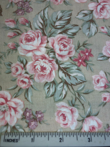 Somerset Cottage by Robyn Pandolph - FS480 - Beautiful Pink roses on a Neutral background