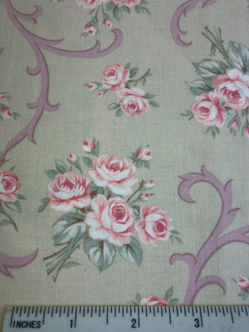 Somerset Cottage by Robyn Pandolph - FS481 - Beautiful Pink roses on a Neutral background