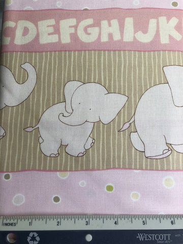 Zoophabet - FS487 - Pink Border print with White elephants