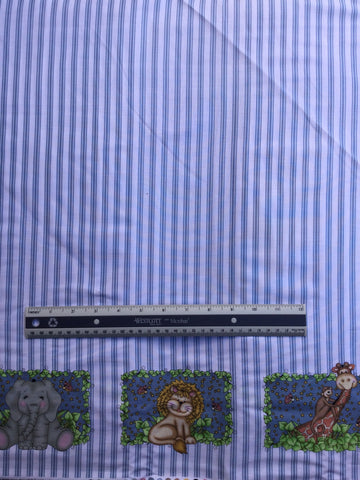 Bazoople Nursery Border - FS020 - Blue & White ticking stripe with animal motifs.