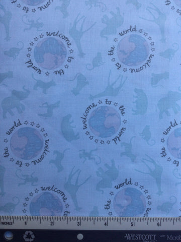 Welcome to the World - FS024 - Light blue background with animal silhouettes