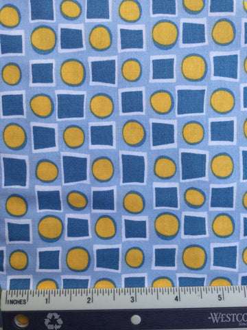 Oh Boy - FS033 - Light blue background with darker Blue squares & Yellow circles