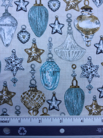 Balmoral - FS037 - Neutral background with Aqua, Gold & Silver Christmas Decorations