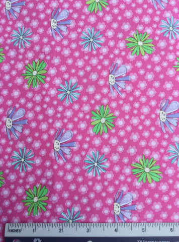 Pretty Little Thing - FS0087 - Pink & White background with Green & Blue flowers