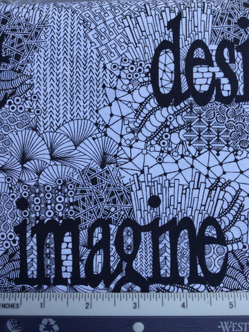 Imagine - FS123 - White background with Black words and patterns