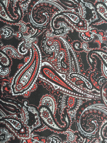 Tied Up - FS162 - Black background with Red, White & Grey Paisley print