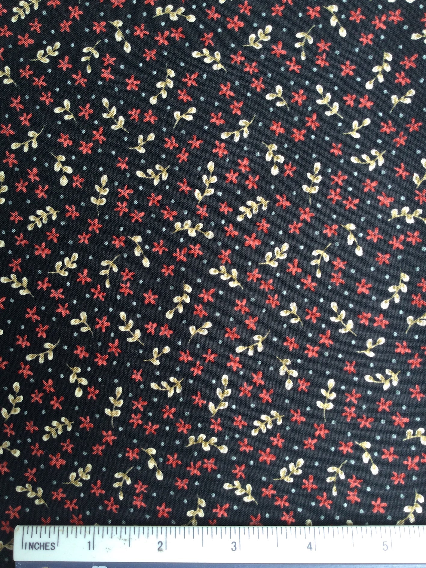 Moxie - FS166 - Black background with Red & Cream floral print