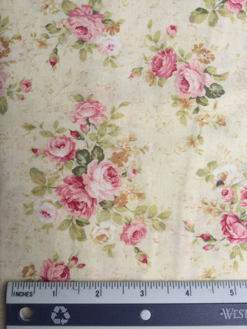 Mary Rose Collection - FS178 - Cream background with Pink rose print