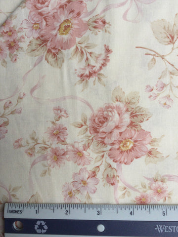 Mary Rose Collection - FS184 - Cream background with Pink rose print