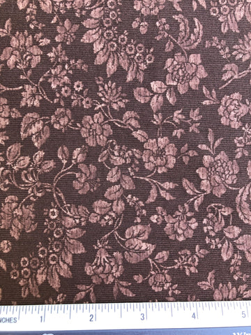 Mary Rose Collection - FS201 - Dark Taupe/Brown background with soft Pink floral print
