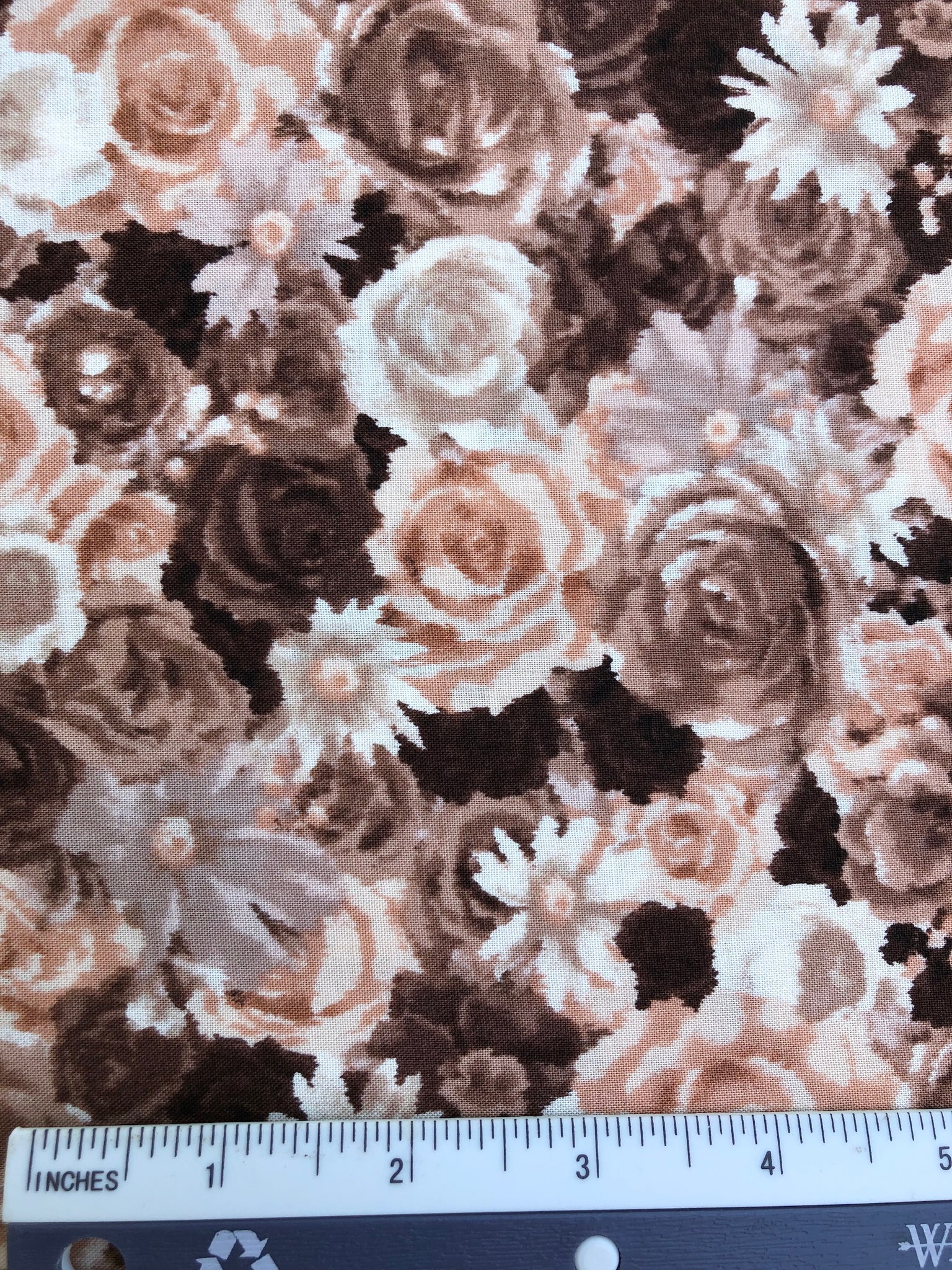 Mary Rose Collection - FS206 - Dark Brown, Taupe, Apricot & White floral print