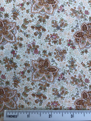 Mary Rose Collection - FS211 - Off White background with Pink & Green paisley print