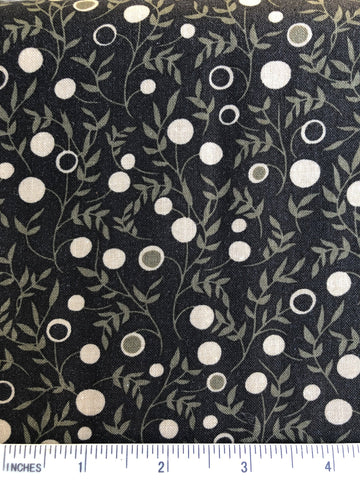 Modern Shadows - FS281 - Black background with Taupe and Cream stylised botanical print