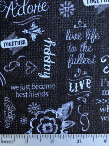 You & Me Wordplay - FS286 - Charcoal background with Off-White printed words