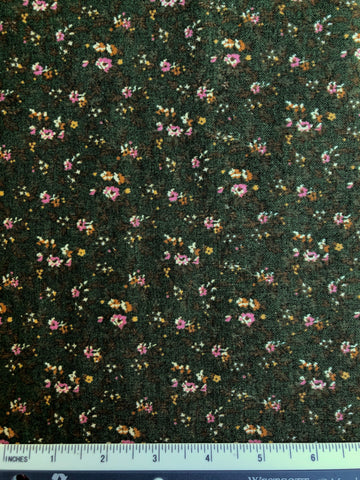 Blender - FS291 - Dark Green background with small Pink & Cream flowers