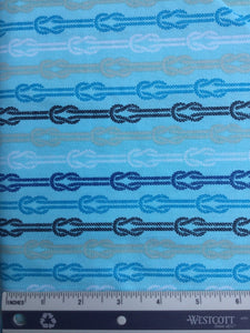 Southport - FS144 -Aqua background with White, Blue & Beige Rope print