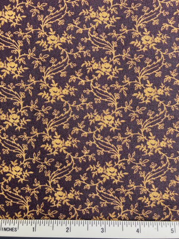Teatone - FS243 - Purple background with Antique Yellow leafy print