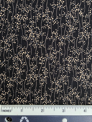 Metro goes Au Natural - FS348 - Inky Blue/Black background with Dark Cream dotty floral print