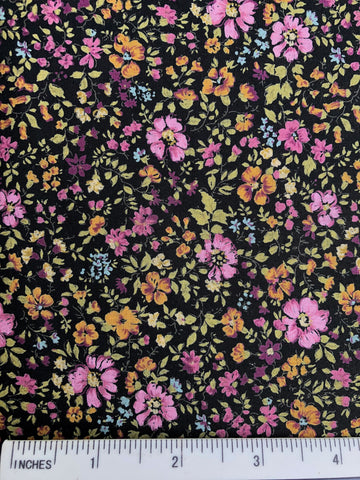 Sevenberry Floral Print - FS349 - Black background with pretty multicoloured floral print
