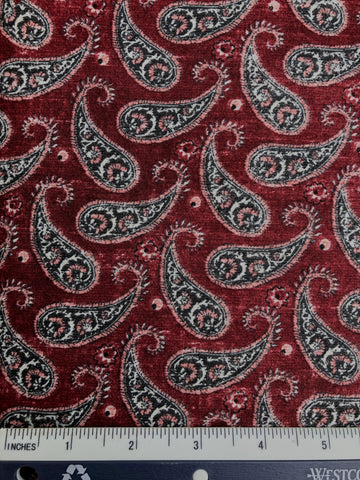 The Gentleman's Club - FS353 - Red background with Black, Grey & Red paisley print