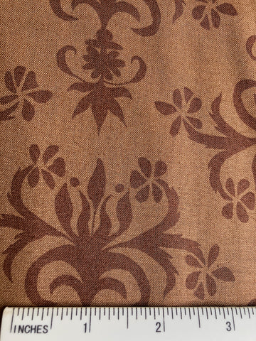 Delhi - FS391 - Brown background with darker Brown stylised floral print.